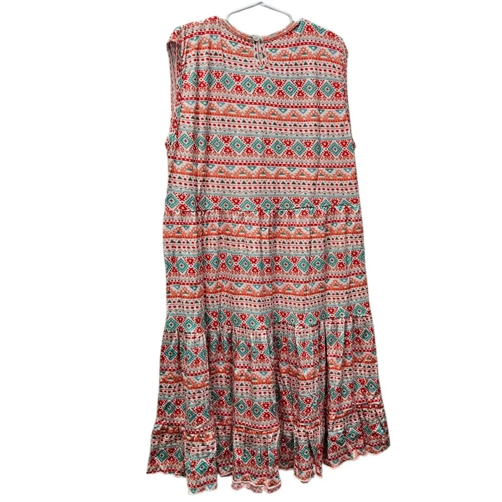 Montana Co. Tiered Dress Kids XL Southwestern‎ Boho Geometric Summer Sleeveless